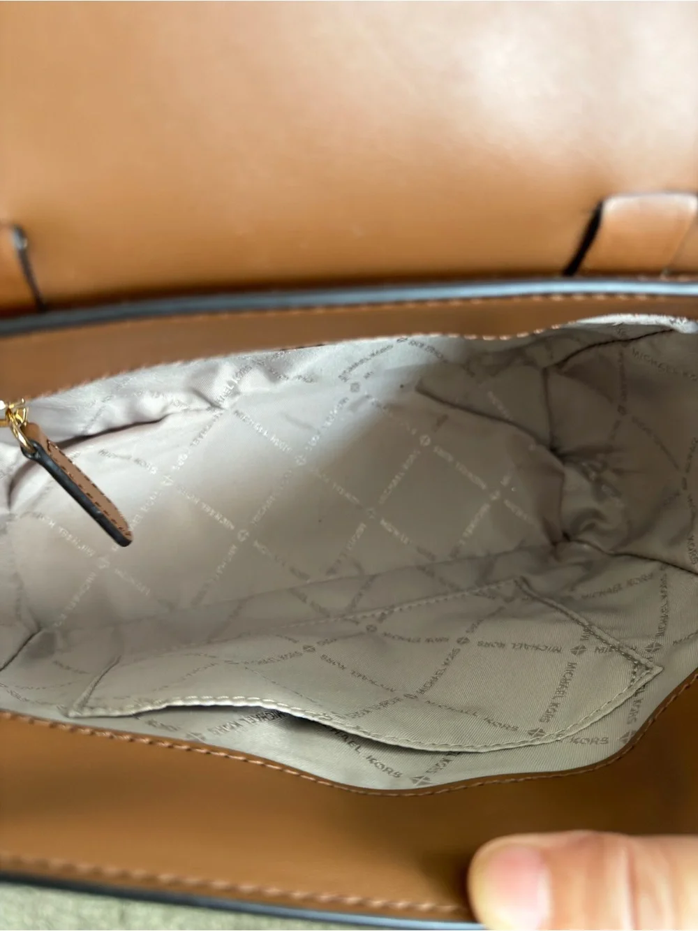Michael Kors Brown MK Logo Satchel with Gold Hardware